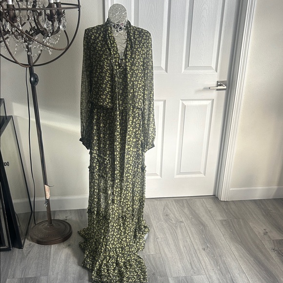 Alexis Silk Maxi Green Floral Dress S - Picture 1 of 4